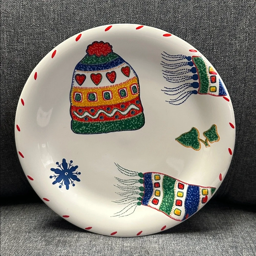 Crate & Barrel Festive Scarves, Mittens and Hats Decorative Christmas Plates